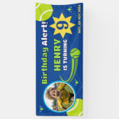 Sporty Blue Tennis For Kids Birthday Banner (Verticaal)