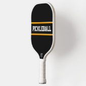 Sporty Bold Black Yellow Stripes PICKLEBALL-tekst Pickleball Paddle (Links)