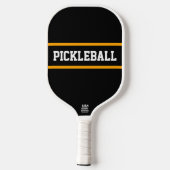 Sporty Bold Black Yellow Stripes PICKLEBALL-tekst Pickleball Paddle (Achterkant)