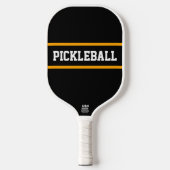 Sporty Bold Black Yellow Stripes PICKLEBALL-tekst Pickleball Paddle (Voorkant)