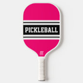 Sporty Bold Pink White Racing Stripes Text Pickleball Paddle (Voorkant)
