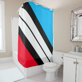 Sporty Bright Red White Blue Black races Douchegordijn