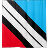 Sporty Bright Red White Blue Black races Douchegordijn (Voorkant)