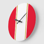 Sporty Bright Red White Vertical Racing Stripes Grote Klok (Hoek)