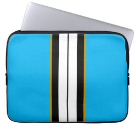 Sporty Bright Sky Split White Black Racing Stripes Laptop Sleeve