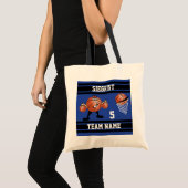 Sporty Cartoon Basketball Character | Donkerblauw Tote Bag (Voorkant (product))