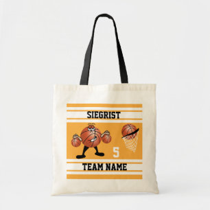 Sporty Cartoon Basketball Character   Goud Tote Bag