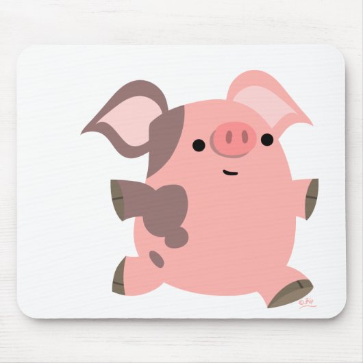 Sporty Cartoon Pig mousepad Muismat (Voorkant)