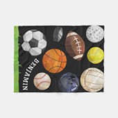 Sporty Cluster Custom Name Black Fleece Deken (Voorkant (Horizontaal))