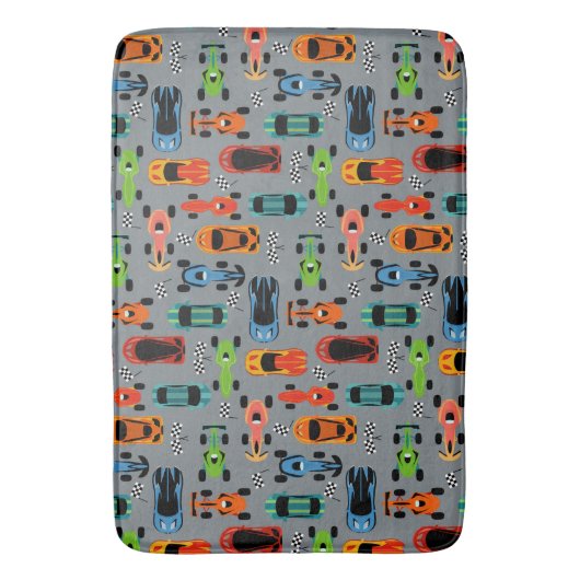 Sporty Colorful Racing Cars Kinder Badmat (Voorkant Verticaal)