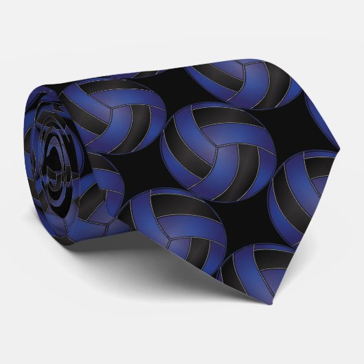 Sporty Dark Blue en Black Volleyball Stropdas (Opgerold)