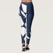Sporty Dashing Deep Blue White Check Striped Leggings (Achterkant)