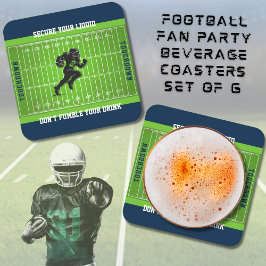 Sporty Football Navy and Green Man Cave Bar Kartonnen Onderzetters