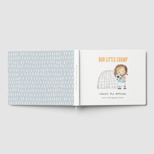 Sporty Football Player Lion Kids Birthday Gastenboek (Volledig)