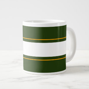 Sporty Forest Green Yellow White Racing Stripes Grote Koffiekop