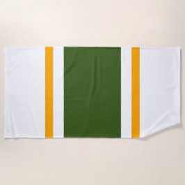 Sporty Forest Green Yellow White Racing Stripes Strandlaken