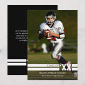 Sporty Foto Afstuderen Aankondiging zwart-wit (Voorkant / Achterkant)