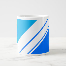 Sporty Fun Bright Sky Blue White Racing Stripes Grote Koffiekop