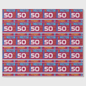 Sporty gepersonaliseerde naam 50e verjaardag kinde cadeaupapier (Vlak)