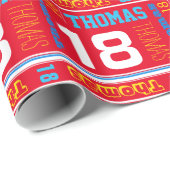 Sporty gepersonaliseerde naamleeftijd 18e verjaard cadeaupapier (Rol Hoek)