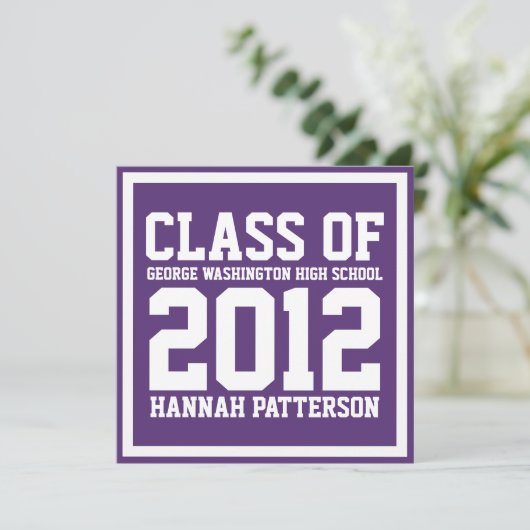 Sporty Girl Jersey Uniform Paarse Graduation Party Kaart (Staand voorkant)