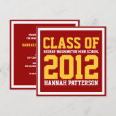 Sporty Girl Jersey Uniform Red Graduation Party Kaart (Voorkant / Achterkant)