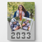 Sporty Girl Modern Bold Script Afstuderen 3 Foto Fotoplaat (voorkant)