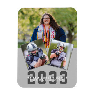 Sporty Girl Modern Bold Script Afstuderen 3 Foto Magneet