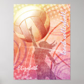 Sporty Girls Sunset Beach Volleyball Poster (Voorkant)