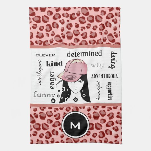 Sporty & Girly Cool Leopard Sports/Gym Towel Theedoek (Verticaal)