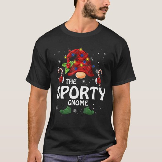 Sporty Gnome Matching Family-kerstfeest T-shirt (Voorkant)
