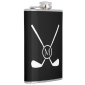 Sporty Golf Clubs Illustration White Monogram Heupfles (Rechts)