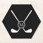 Sporty Golf Clubs Illustration White Monogram M  Kartonnen Onderzetters (Voorkant)