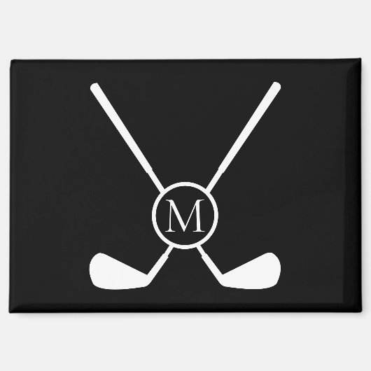 Sporty Golf Clubs Illustration White Monogram M  Magneet (Voorkant)