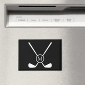 Sporty Golf Clubs Illustration White Monogram M  Magneet (Insitu (Vaatwasser))