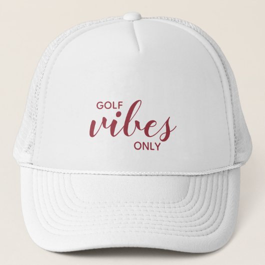 Sporty Golfer Red Golf Vibes only Golfing Quote Trucker Pet (Voorkant)