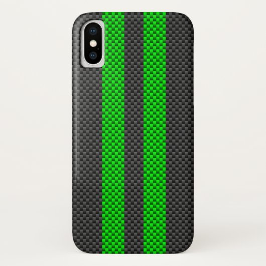 Sporty Green Carbon Style tegen racestrepen Case-Mate iPhone Case (Achterkant)