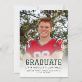 Sporty Green Gold Photo Afstudeerder aangekondigd Kaart (Voorkant)