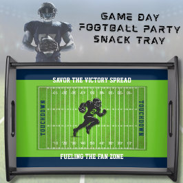 Sporty Green Navy Football Game Day Party Dienblad
