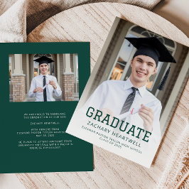 Sporty Green White Foto Afstudeerder Aankondiging