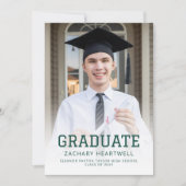 Sporty Green White Foto Afstudeerder Aankondiging (Voorkant)