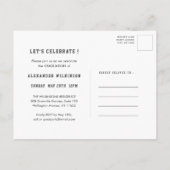 Sporty Guy Modern Bold Script 3 Foto Afstuderen Uitnodiging Briefkaart (Achterkant)