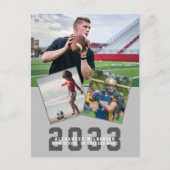 Sporty Guy Modern Bold Script 3 Foto Afstuderen Uitnodiging Briefkaart (Voorkant)