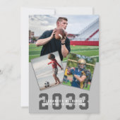 Sporty Guy Modern Bold Script 4 Foto Afstuderen Aankondiging (Voorkant)