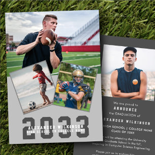 Sporty Guy Modern Bold Script 4 Foto Afstuderen Aankondiging