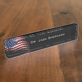 Sporty Halftone Amerikaanse vlag Naambordje (Zijkant)