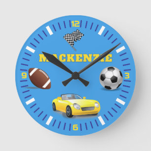 Sporty Happy Verjaardag BLAUW Ronde Klok