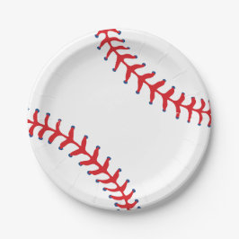 Sporty-Honkbal Klassiek Rood & Wit Sport Thema Papieren Bordje