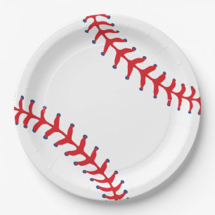 Sporty-Honkbal Klassiek Rood & Wit Sport Thema Papieren Bordje