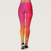 Sporty monogramme roze gele gradiënt werkout leggings (Achterkant)